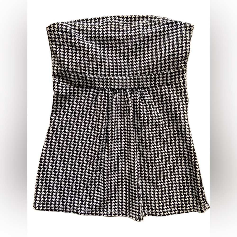 Chick-a-d sleeveless strapless houndstooth top